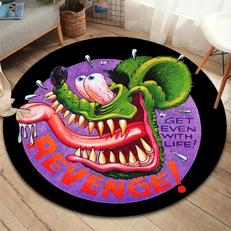 Круглый ковер Rat Fink, Ковер для гостиной, спальни, дивана, игровой комнаты, Нескользящий коврик для пола