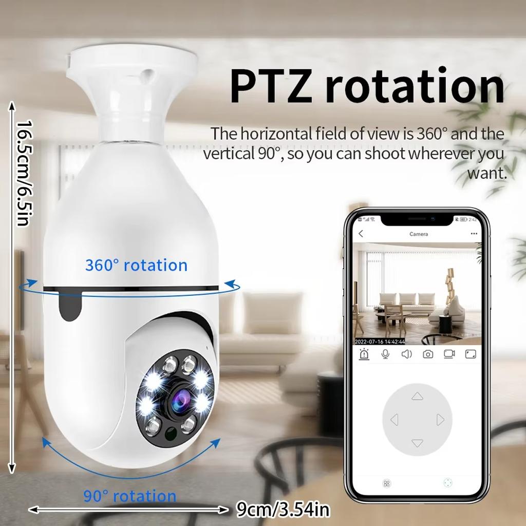 5MP E27 Bulb Surveillance 4X Digital Zoom Camera 2.4G 5G WiFi Wireless Baby Monitor Cameras AI Tracking Home Color Night Vision CCTV Cam