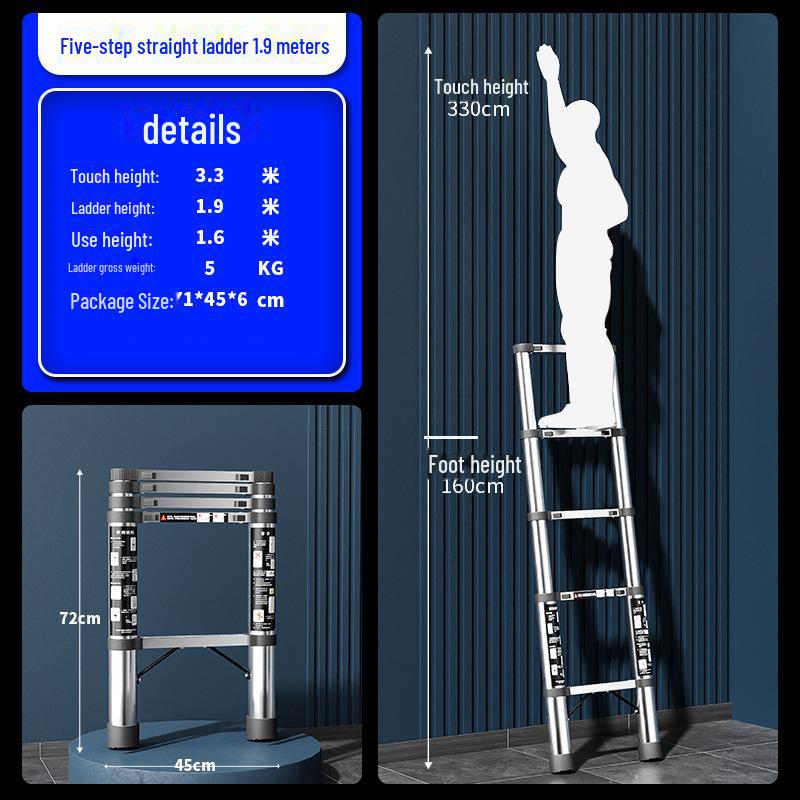 Многофункциональная складная телескопическая лестница из нержавеющей стали