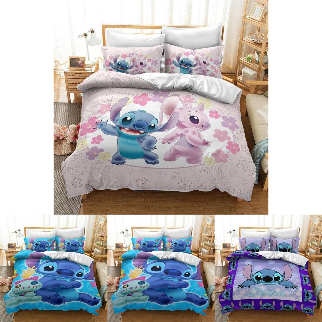 3d Stitch Bedding Set For Kids With Comfortable Duvet Cover And Pillowcase Set