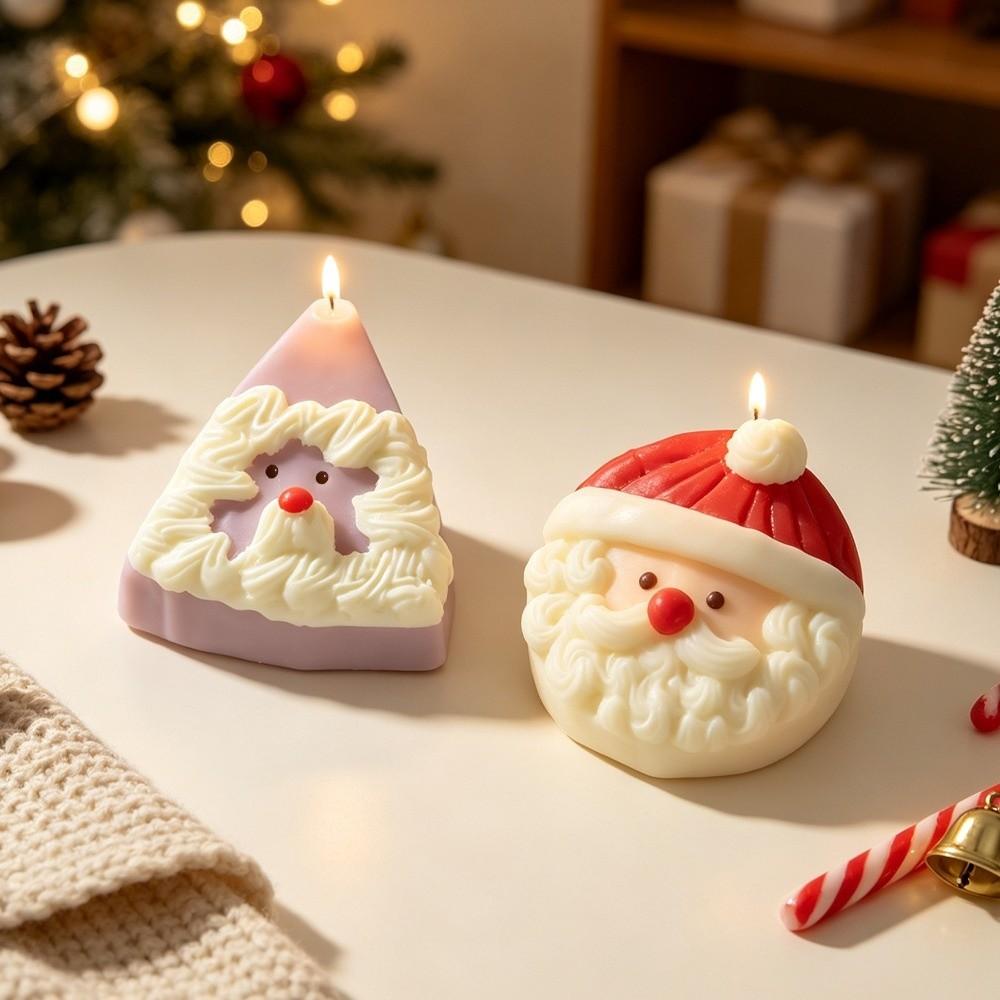 Round/Triangular Shape Silicone Candle Mold Non-Stick Santa Claus Mold Home Decoration