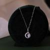 Round Zircon Moon Necklace Women's Light Luxury Niche Design Sense Super Flash Full Diamond Crescent Commuter Stainless Steel Collarbone Chain