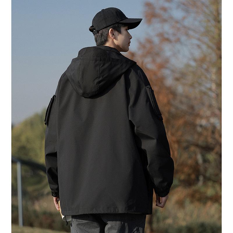 Spring and Autumn Season Coat Men's Thin Windbreaker Jacket Men's Black Charge Coat Fashion Brand Outdoor Functional Wind Work Clothes Men's