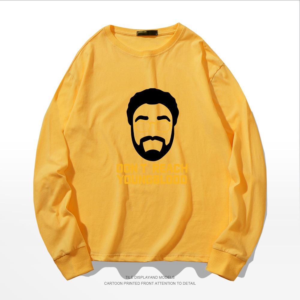 European and American trendy brand long-sleeved t-shirt male Uncle Drew avatar t-shirt spring and autumn printing round neck pure cotton loose 
