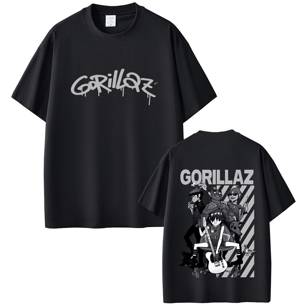 Limited Rock Band Gorillaz Print Tshirt Men Women Hip Hop Gothic Oversized Streetwear Mens Casual Vintage Short Sleeve Tshirt
