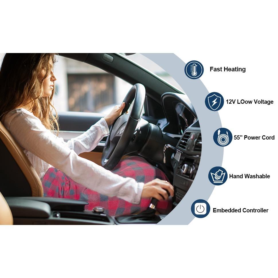 Зеленый автомобильный электроплед 12 В для кемпинга в машине, теплый искусственный электрический плед с подогревом (150x100см)