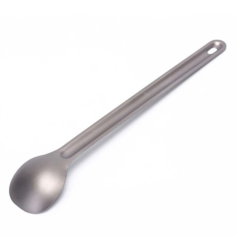 1Pc Titanium Spoon Long Handle Spoon Outdoor Camping Tableware