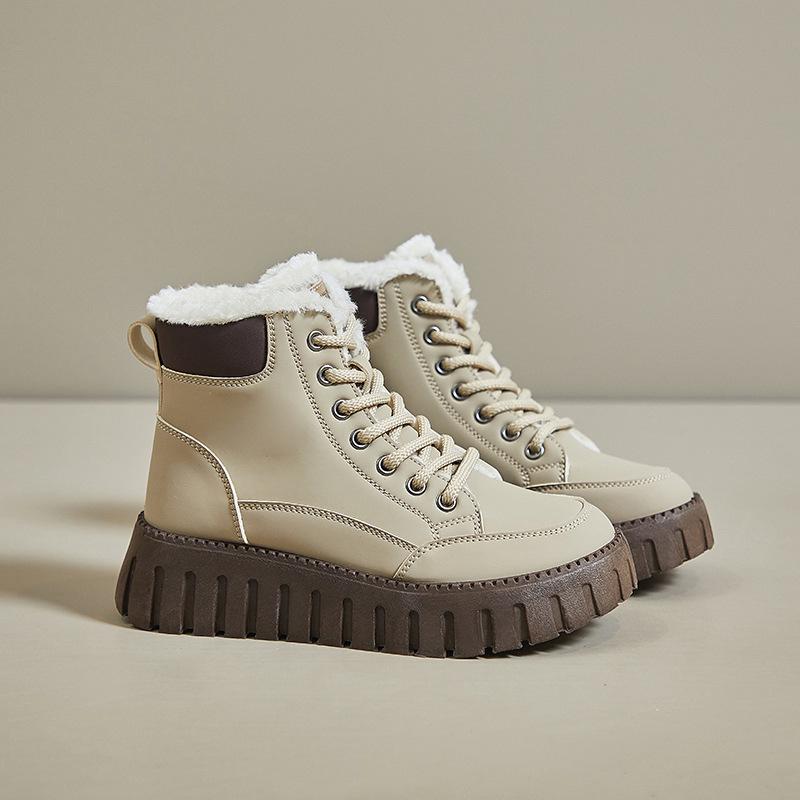 2024 зимние новые туфли средней высоты женские бархатные теплые универсальные студенческие большие хлопковые туфли теплые туфли-маффины импортная торговля