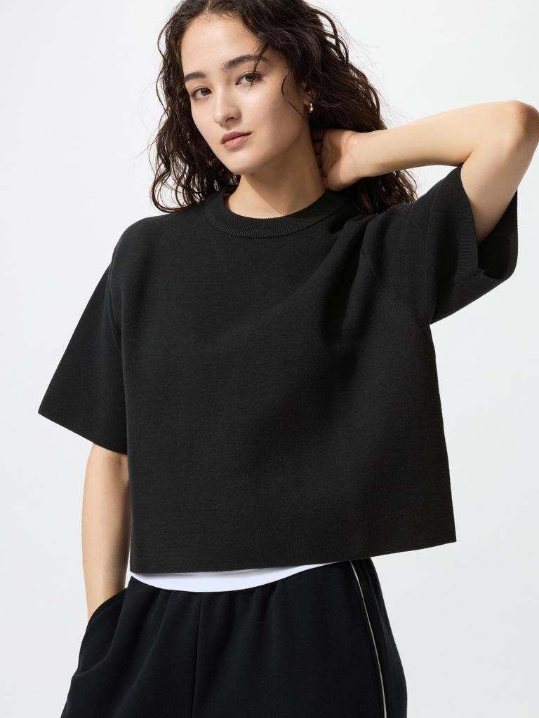 Uniqlo Моющийся свитер Milano Lip с коротким рукавом 