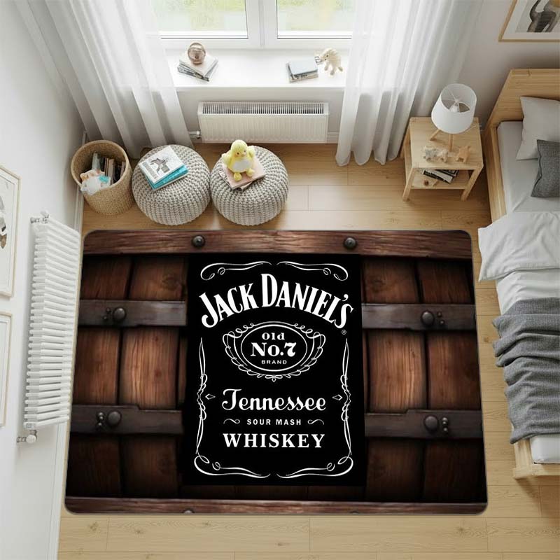 Jack Daniel's Whiskey Wood-grain Carpet, Non Slip Soft Floor Mat for Bar,Living Room Home Decor,wine Cabinet Rug
