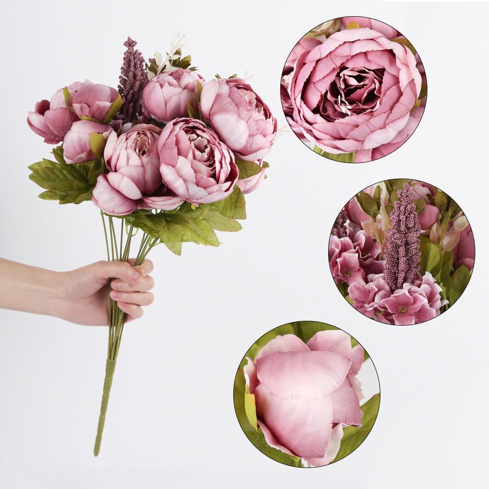 1 букет искусственных пионов чайной розы цветы камелии шелковые искусственные цветы флорес для домашнего сада свадебное украшение своими руками