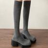 Fashion Size 35-40 Winter 2025 Women's Over The Knee Sock Boots Stretch Knitted Thick Heels Long Boots Woman Slip On Platform Shoes
