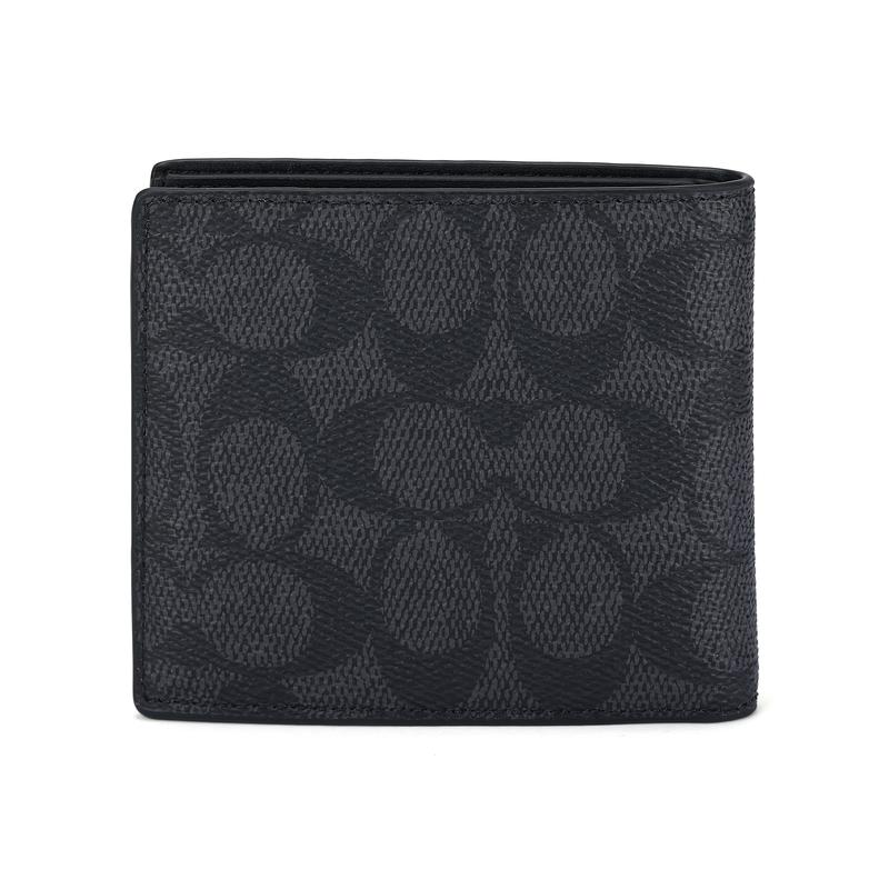 Coach Кошелек-портмоне 10 Брендов Тиснение Печать Покрытие Холст Кошелек Маленький Мужской Черный черный