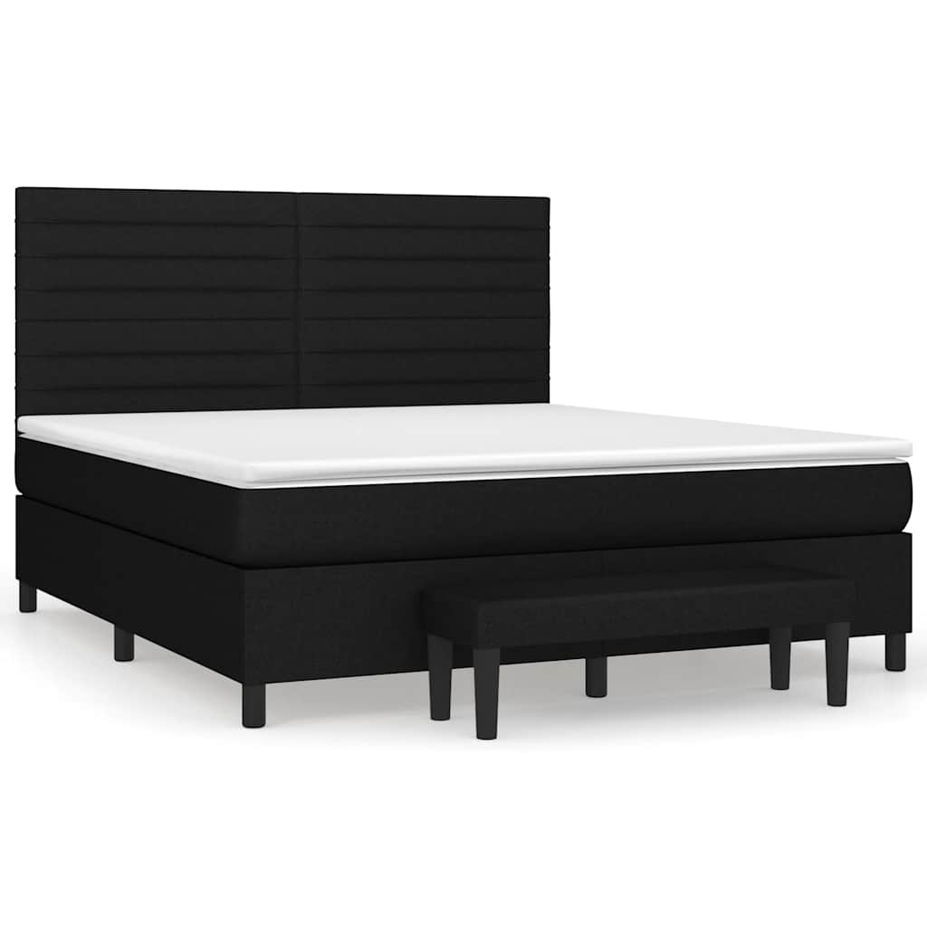 Кровать с пружинным блоком и матрасом Черная 180 x 200 см Ткань