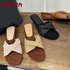 Fashion Female Summer Beach Slides With Low Heel Slippers Wedges Shoes For Women Fashion Round Toe Ladies Wedges Slippers Sandals Shoes