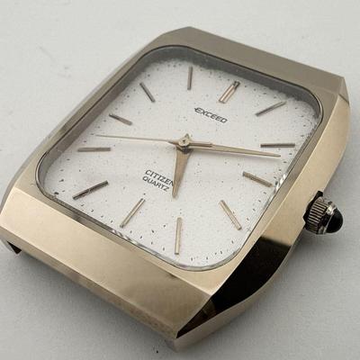 Б/у Мужские часы CITIZEN EXCEED UHAG 4-796080 Кварцевые Рабочее состояние Батарея заменена Дефектное отверстие для ушка [M440]