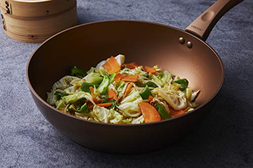 PEARL METAL VISIONS Deep Frying Pan, 28cm, Induction Compatible, Gold Coating, CP-8815