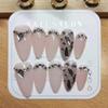 Full Handmade Artificial Nail Art Nude Simple Water Drop Nails with Diamonds Phototherapy Fake Nails Reusable and Removable Nails