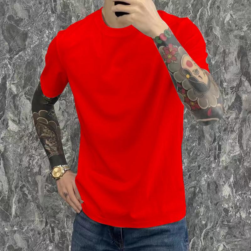 Футболка с короткими рукавами, мужская трендовая футболка из Instagram, повседневная однотонная одежда с круглым вырезом для мужчин