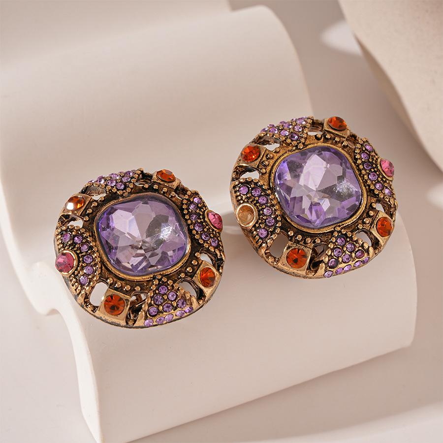 Винтажные роскошные геометрические серебряные серьги-гвоздики с бриллиантами - Нишевый дизайн французского двора высокого класса для женщин