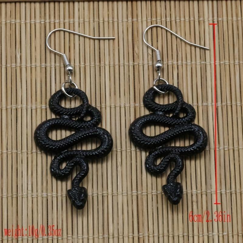 Black Snake Design Dangle Earrings Alloy Jewelry Goth Punk Style Personality Female Gift Club Party Accessories
