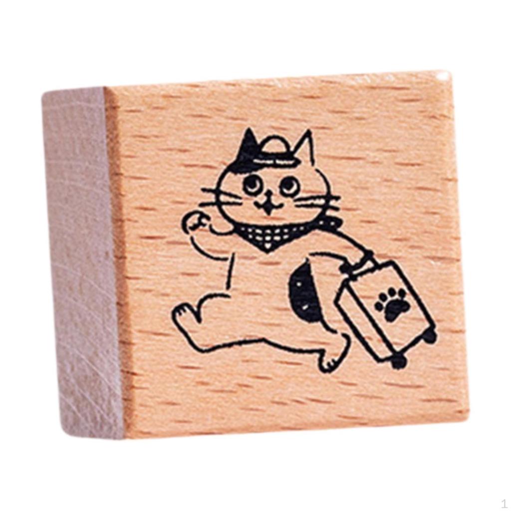 Кошка штамп милый зверек 1.2 дюйма для детей деревянный резиновый штамп почтовая рассылка скрапбукинг письмо