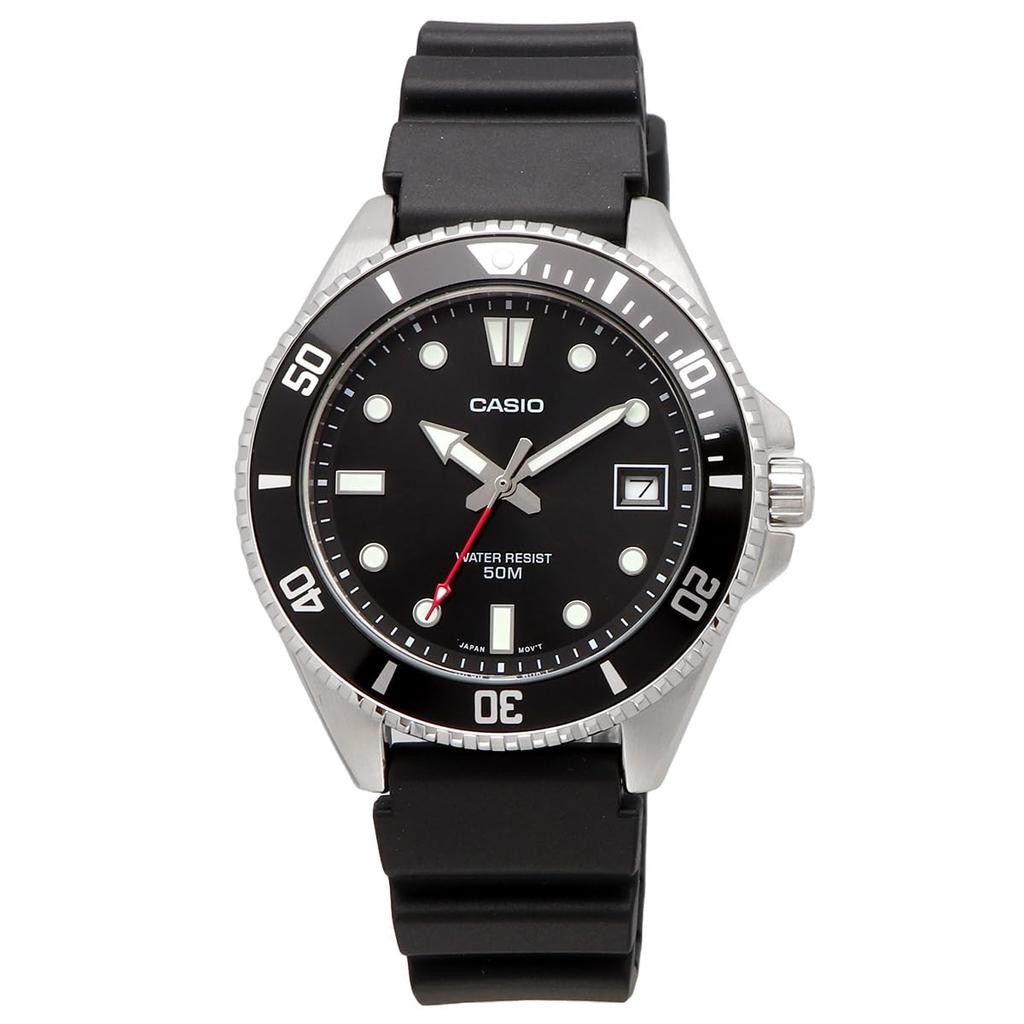 Casio Стандартные аналоговые часы для мальчиков и девочек с черным безелем и уретановым ремешком, модель Overseas [Casio] MDV-10-1A1V женские [Товар]