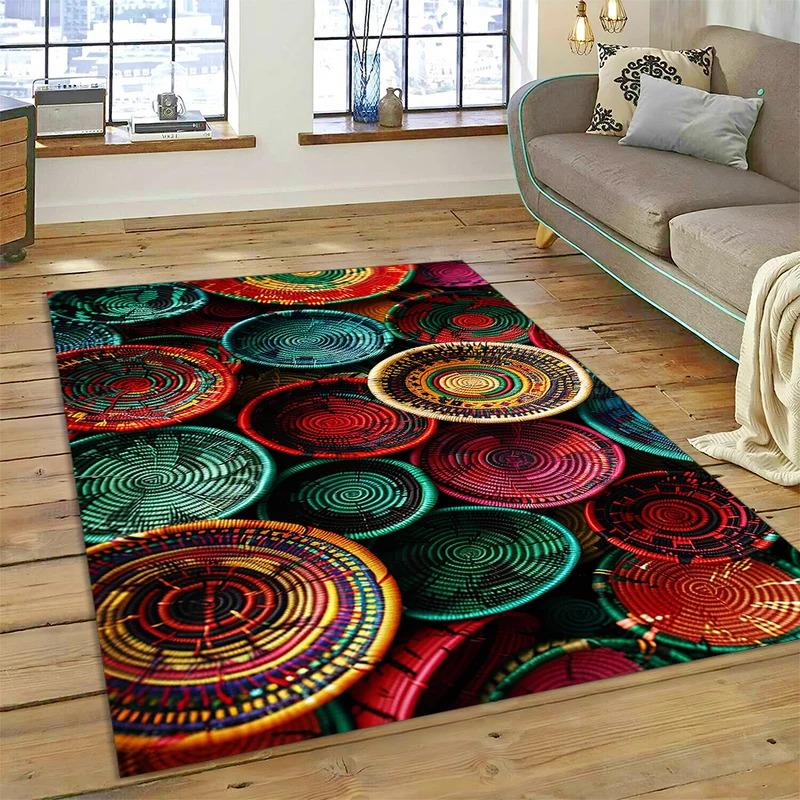 VIKAMA Colorful Flower Woven Art Mandala Rug, Non-Slip Carpet For Living Room, Bedroom, Sofa, Home Decor, Doormat