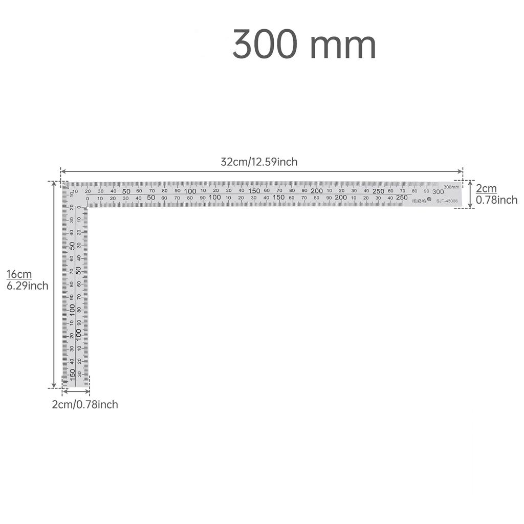 Stainless Steel 1.2mm L Shaped Ruler Dual Scale Multi Size Heavy Duty Woodworking Decoration Engineering