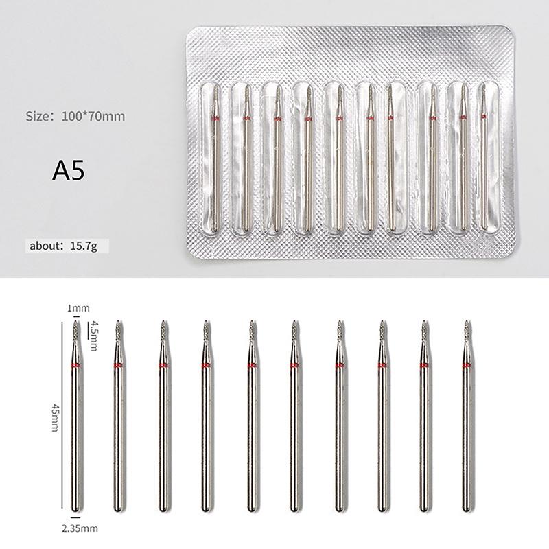 10pcs Nail Drill Bit Rotary Electric Milling Cutters for Pedicure and Manicure, Files Cuticle Burr Nail Tools Accessories