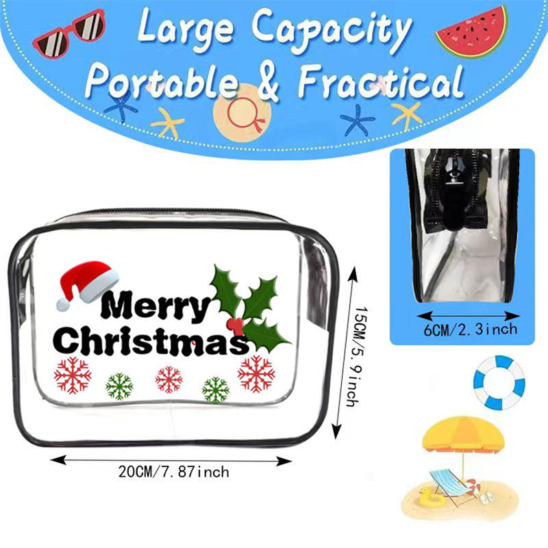 Прозрачная косметичка Рождественские украшения Креативная сумка из ПВХ Косметические кисти для хранения Дамы Женщины Рождественские подарки