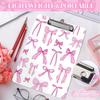 Seajan Pink Bow Clipboard Cute Preppy Coquette Plastic Decorative Clipboards with Low Profile Clip Hanging Tab A4 Letter Size, 12.4 x 9 Inch for