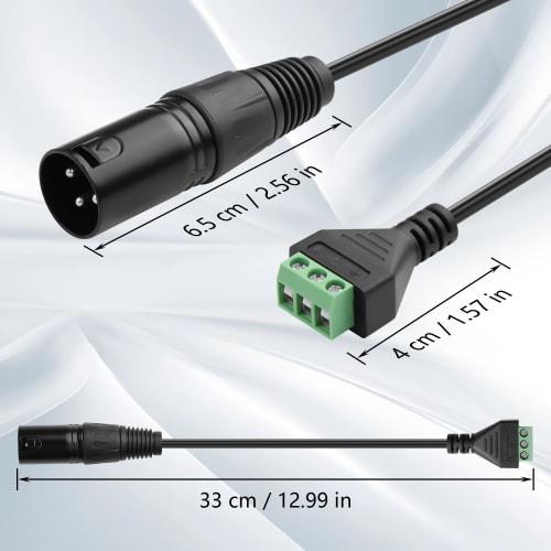 CERRXIAN 2-Piece 3-Pin XLR To 3-Pin XLR Adapter Cable, 33cm (XLR Male) for Microphones, Mixers, Speakers, Guitars, KTV Equipment, Studio Recording, an