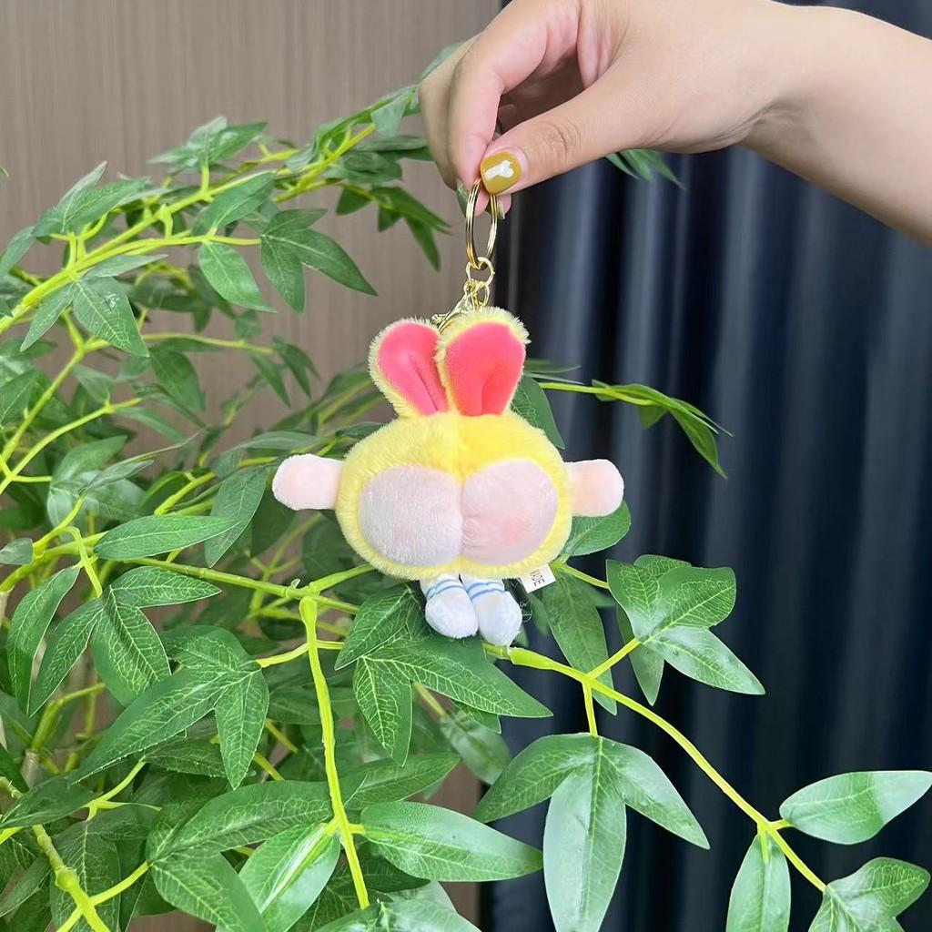 Персиковый Пушистый Плюшевый Брелок в Виде Заячьих Ушек Милый Дизайн Собаки Забавный Аксессуар Для Сумок