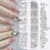 180pcs AB Flatback Glass Nail Art Rhinestones Multi-shape Mixed Diamond Gems Blue Purple Crystal Stones For DIY Nail Decoration