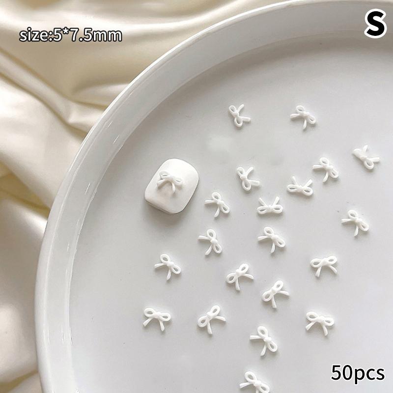50Pcs Resin Bow Nail Charm Bulk Mix Size 3D Ribbon Bowkont Mini Kawaii Nail Art Accessories Diy Cute Nails Decorations