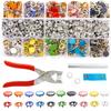100/200Sets Metal Prong Snap Buttons Hollow Solid Sewing Press Studs Fasteners Tool Kit With Plier Tool For DIY Clothing Craft