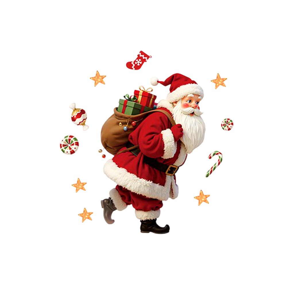 Santa Candy Gifts Gingerbread Self-adhesive Window Stickers Christmas Showcase Home Decoration Stickers.