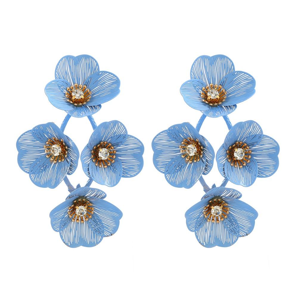 Роскошные преувеличенные цветочные серьги-подвески из цинкового сплава, длинные висячие серьги с цветочными кисточками, банкетные