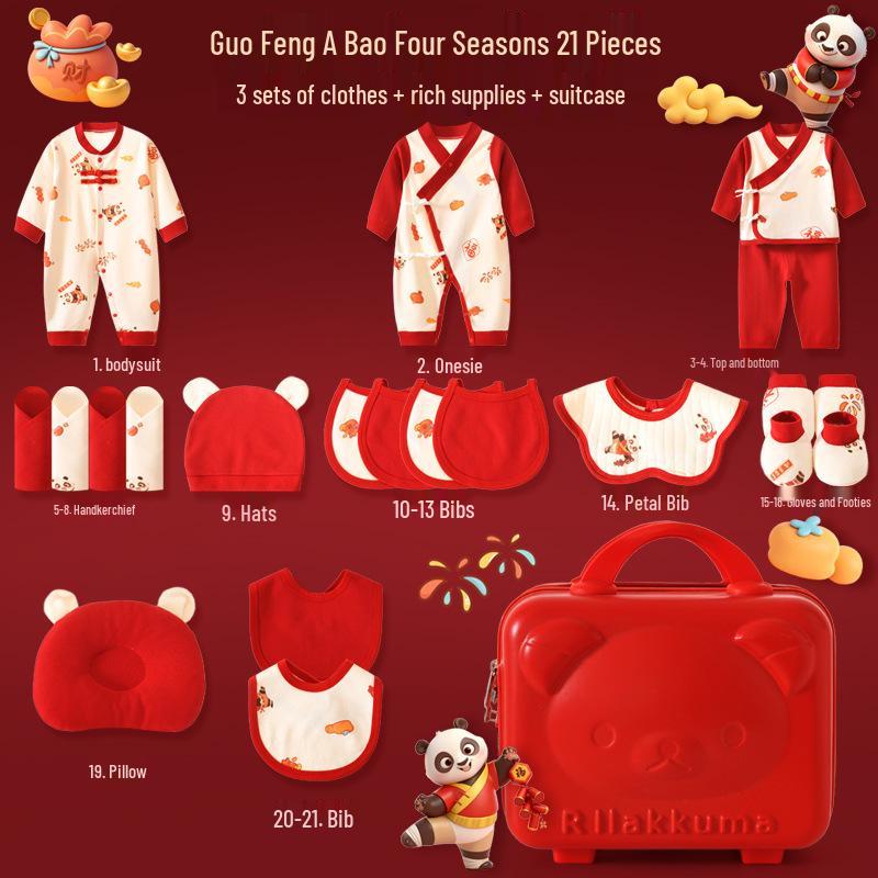 Премиум Хлопковый Подарочный Набор для Новорожденных Класса А - Праздник Новорожденных Красная Панда.