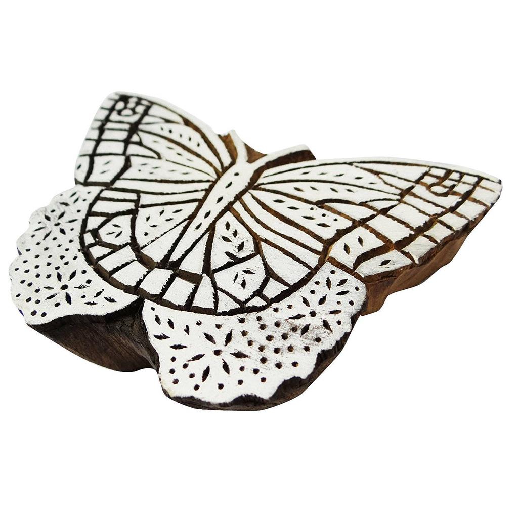 Деревянная блочная ткань с печатью бабочки ручной работы Дизайнерская текстильная марка Индия