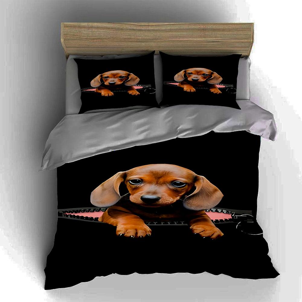Dachshund zipper design. Bedding Duvet cover sets Duvet covers Pillowcases gifts (1 * Duvet Cover 2 * Pillowcases, without duvet insert)