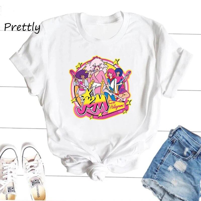 Женская футболка Jem The Holograms, летняя футболка для девочек 80-х годов, винтажная футболка с короткими рукавами и рисунком, женская футболка унисекс, хлопковая одежда с короткими рукавами унисекс