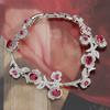 Jewelry Bracelet Jewelry Red Corundum Zircon Inlaid Women'S Bracelet Retro Personalized Rose Camellia