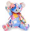Craft Kit for Sitting Bear, Large Japanese Pattern, Blue, with Cotton Filling, Customizable Pattern, Handmade Plush Toy, Instructions Included,