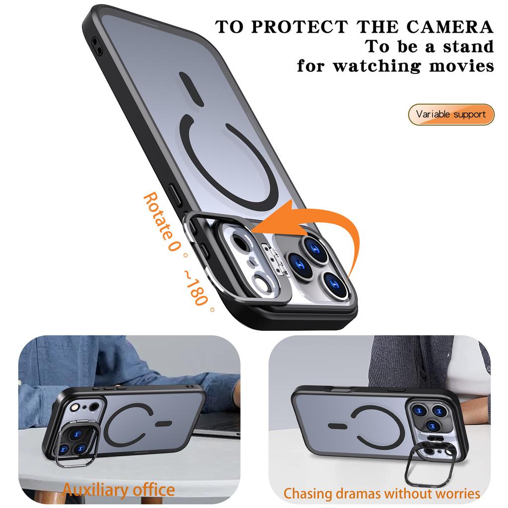 Applicable to Apple 17 transparent skin feeling mobile phone case, lens frame all-inclusive hidden bracket iPhone17pm magnetic case
