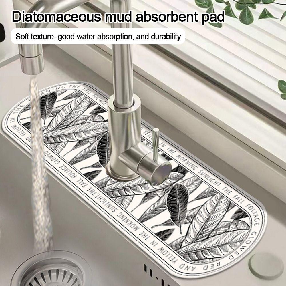 Diatomite Faucet Draining Mat Splash-proof Quick Dry Non-Slip Absorbent Pad Convenient Sink Splash Guard Rug