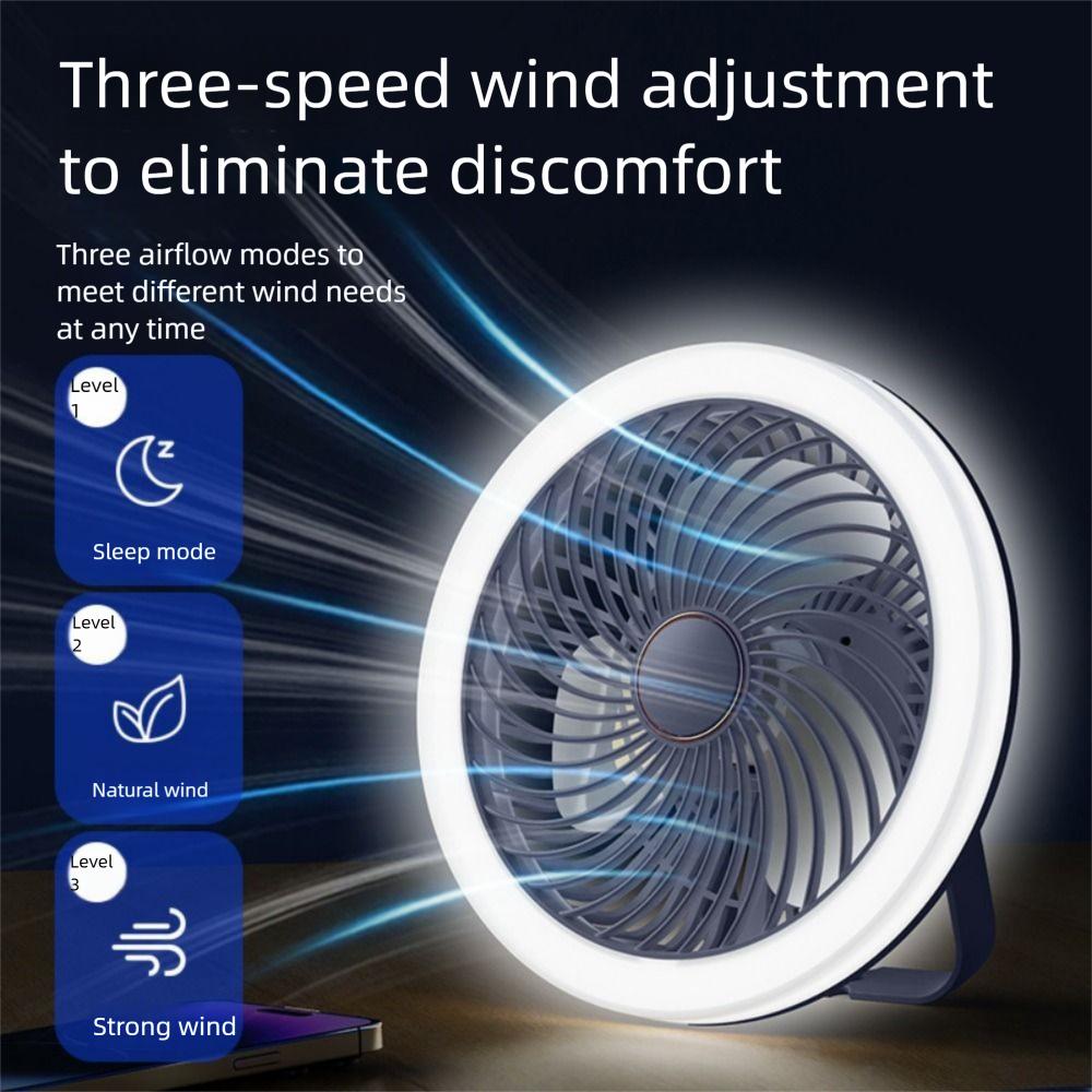 Adjustable Ceiling Fan with LED Lamp Remote Control Portable Air Cooler LED Lantern Fan Table Top