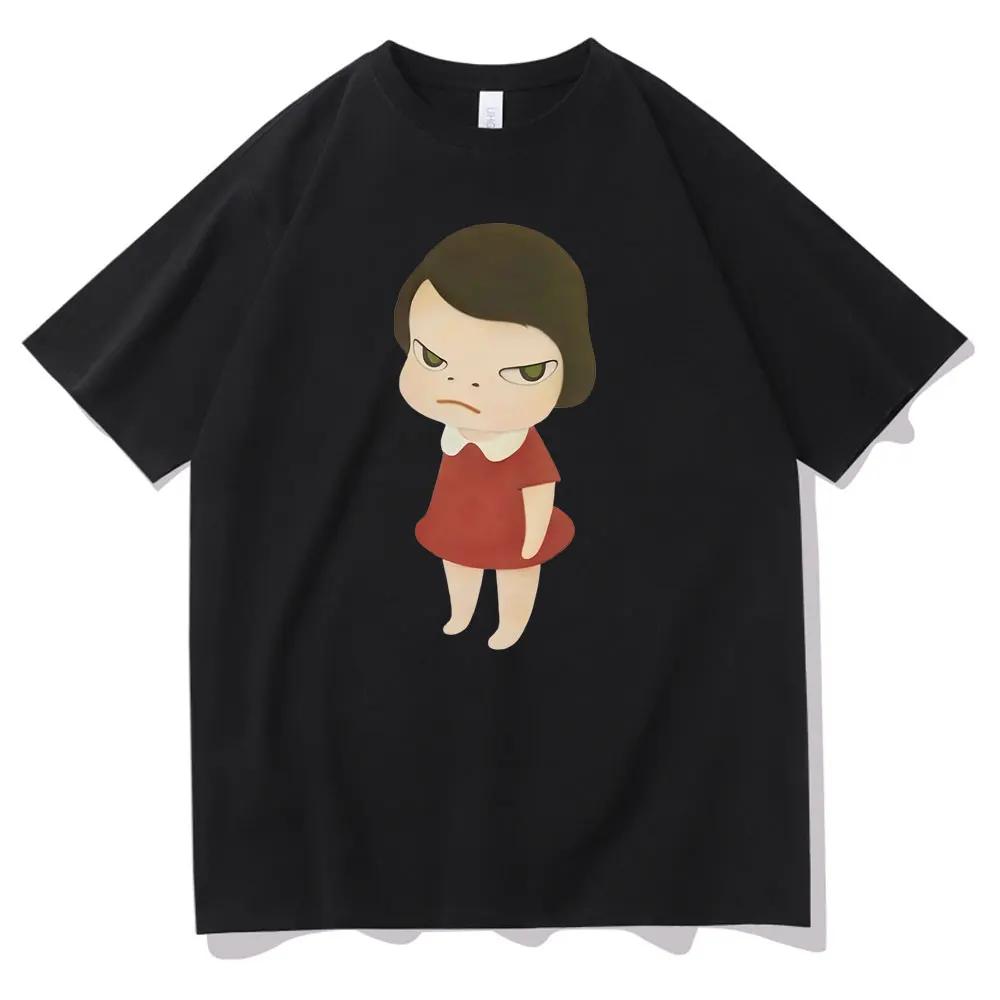 Yoshitomo Nara Red Dress Girl Graphic Print Tshirt  Women Fashion Cartoon Harajuku T-shirts Cute Funny T Shirt