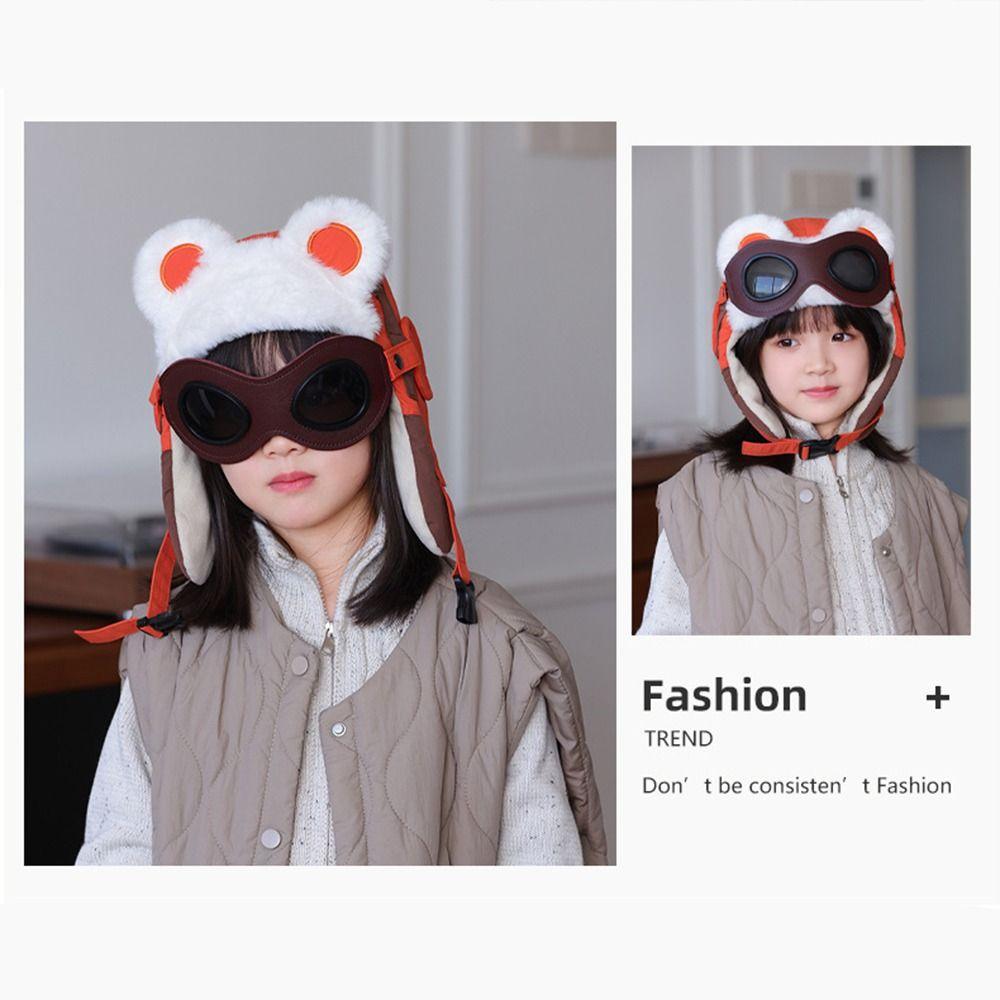 Winter Kids Ear Protection Cap Fleece-Lined Ski Hat Cute Pull-Over Hat  for Boys and Girls